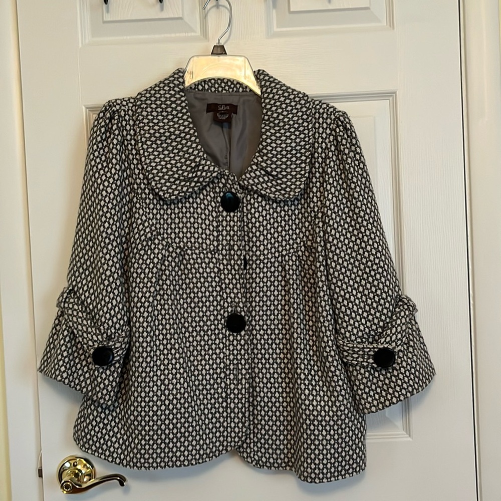 Wool blend 3/4 sleeve blazer